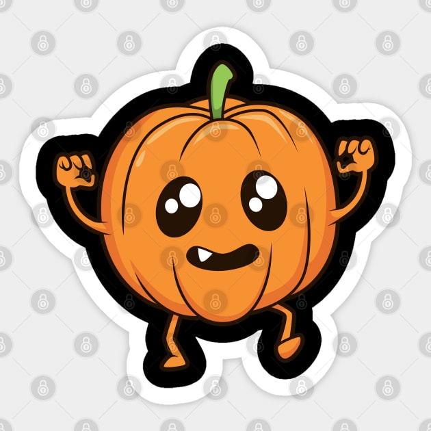 Kawaii Cartoon Pumpkin Sticker by Modern Medieval Design